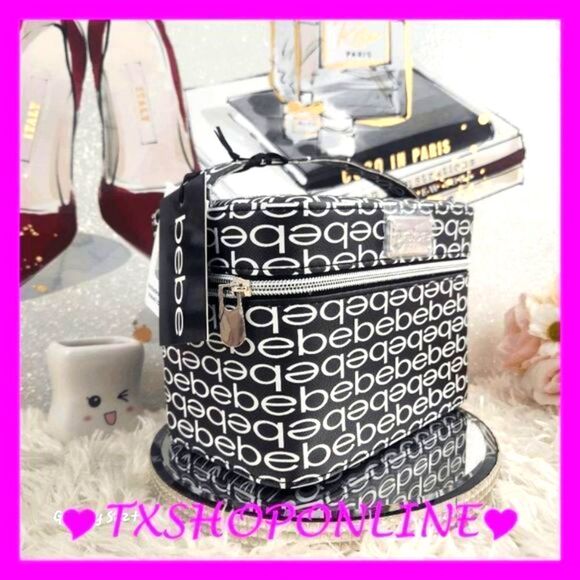 ❣️❣️ {Bebe} Faux Leather Logo Cosmetics Carryall Zip Traincase 💄💄 - Picture 3 of 5